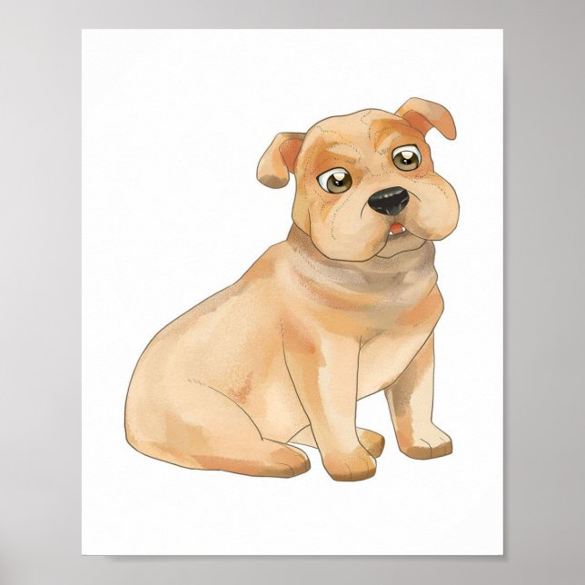 Affiche Adorable Bulldog Wall Art | Cadeau du propriétaire (Devant)