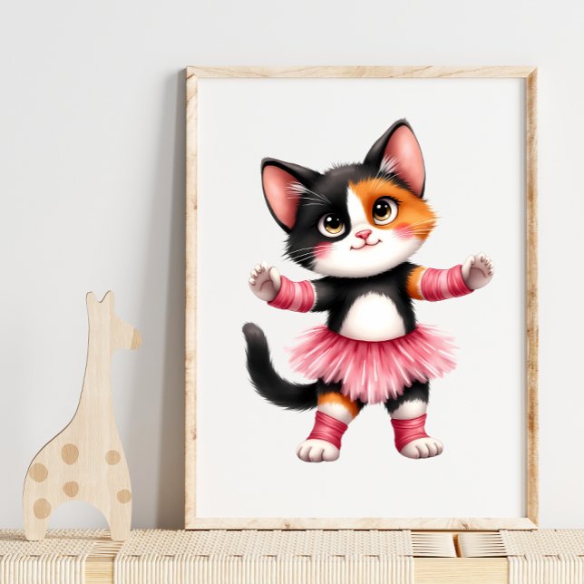 Affiche Adorable chaton calico ballerine en tutu rose  (Créateur téléchargé)