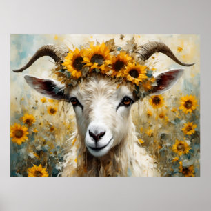 Affiche Adorable chèvre Angora dans les champs de tourneso