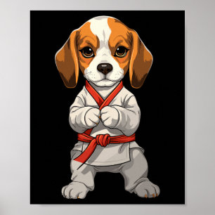 Affiche Adorable Chien Karaté Avec Look Déterminé