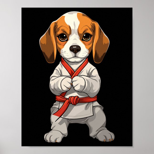 Affiche Adorable Chien Karaté Avec Look Déterminé (Devant)