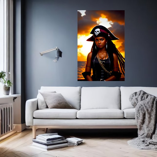 Affiche Adorable Dame des Caraïbes Pirate | Art AI (Créateur téléchargé)
