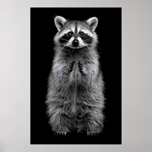 Affiche adorable de raton laveur noir et blanc deb (Devant)