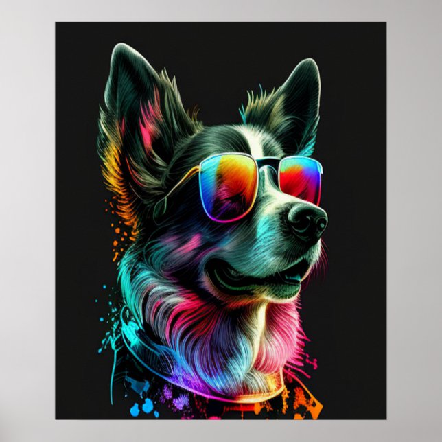 Affiche adorable dog with sunglasses  (Devant)