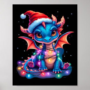 Affiche Adorable dragon de Noël