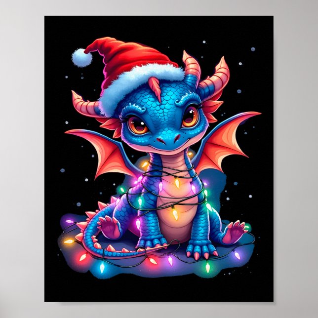 Affiche Adorable dragon de Noël  (Devant)