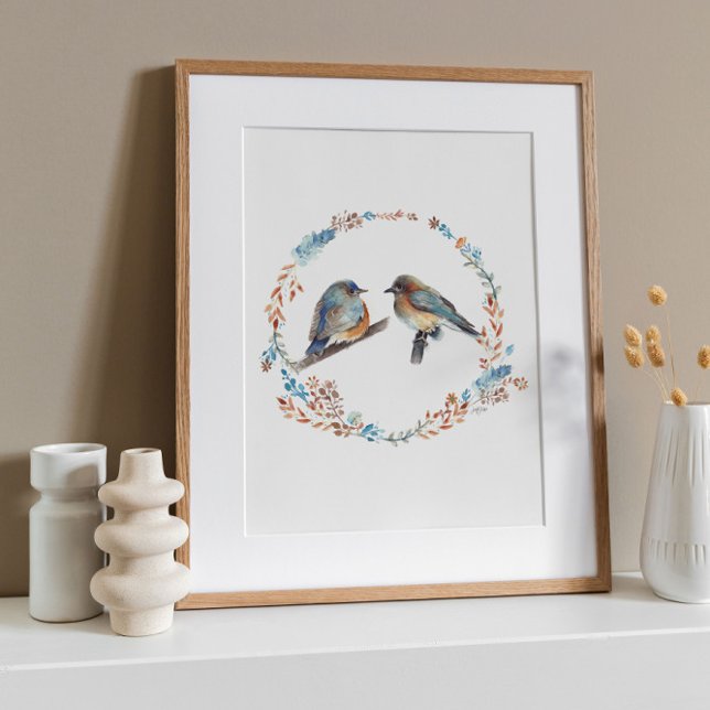 Affiche Adorable Eastern Bluebird Couple Art Imprimer (Créateur téléchargé)