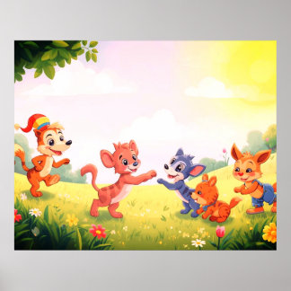 Affiche Adorable Furry Animals for Your Little Ones Wall 