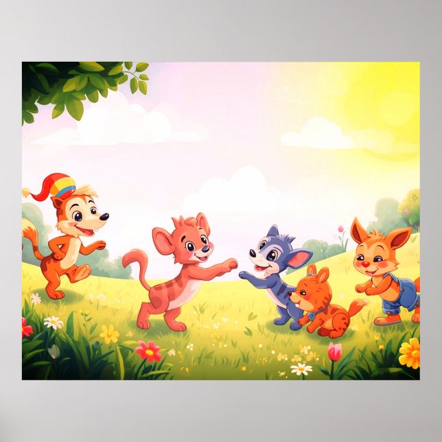 Affiche Adorable Furry Animals for Your Little Ones Wall  (Devant)