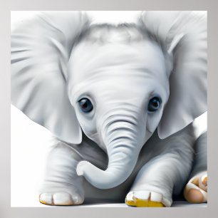 Affiche adorable Grey Baby Elephant