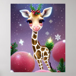 Affiche Adorable Imaginaire bébé Giraffe avec Holly