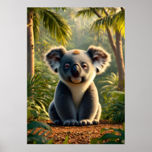 Affiche Adorable Koala dans la jungle luxuriante
