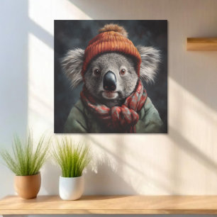 Affiche Adorable koala portant casquette orange mignon