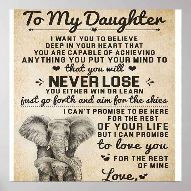 Affiche Adorable Letter To Daughter | Lovely Gift (Devant)