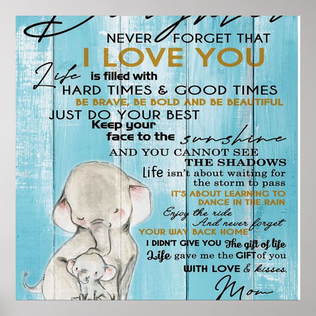 Affiche Adorable Lettre À Ma Fille, Beau Cadeau (Devant)