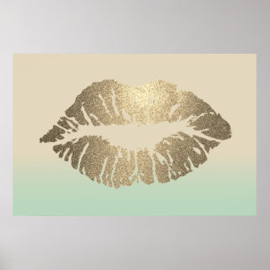Affiche Adorable Lèvres Brillantes, Baiser