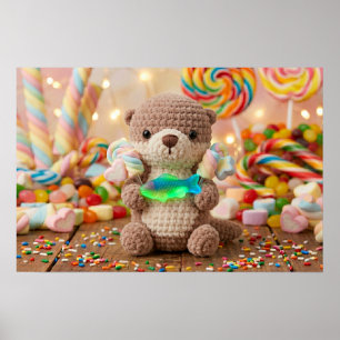 Affiche Adorable loutre au crochet et ours en gomme