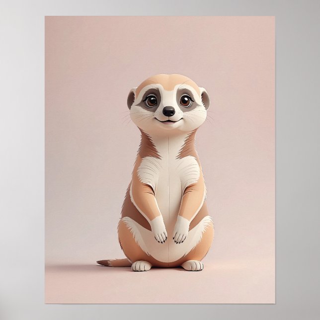 Affiche Adorable Meerkat - Cute Safari Animal Nursery Wall (Devant)