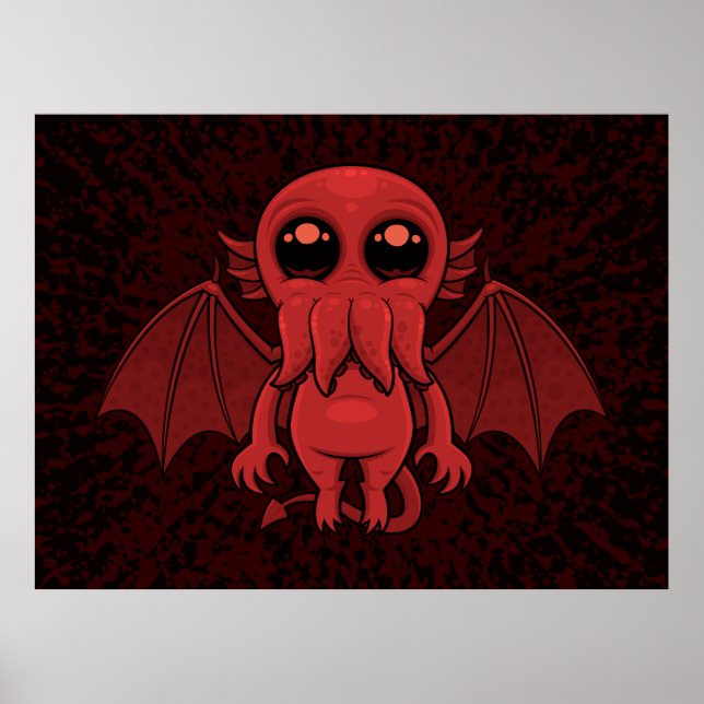 Affiche Adorable Monstre de la mer de Cthulhu Rouge (Devant)