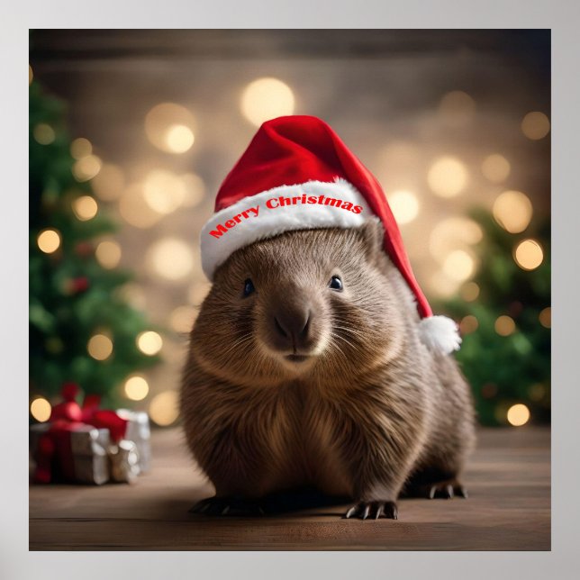 Affiche adorable Noël Wombat, (Devant)