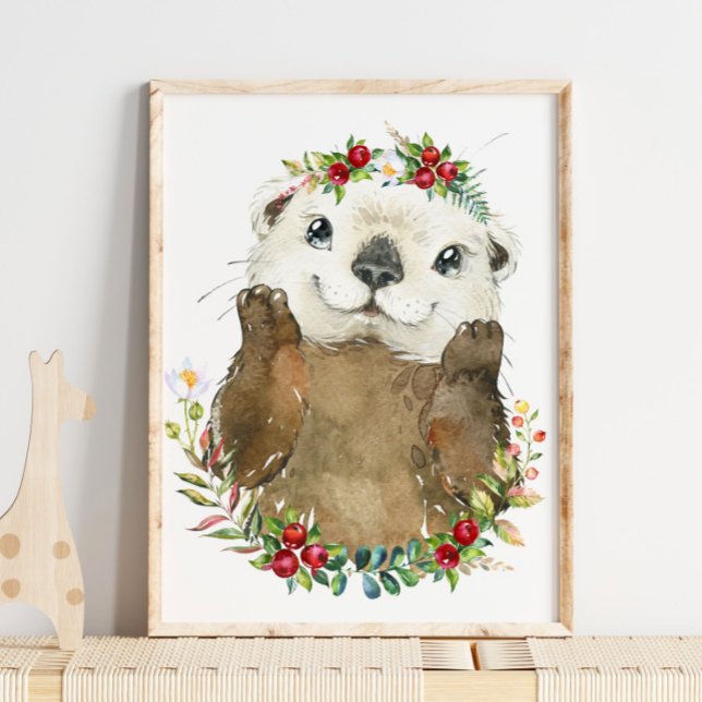 Affiche Adorable Nourriture Florale Otter de mer | Impress (Créateur téléchargé)