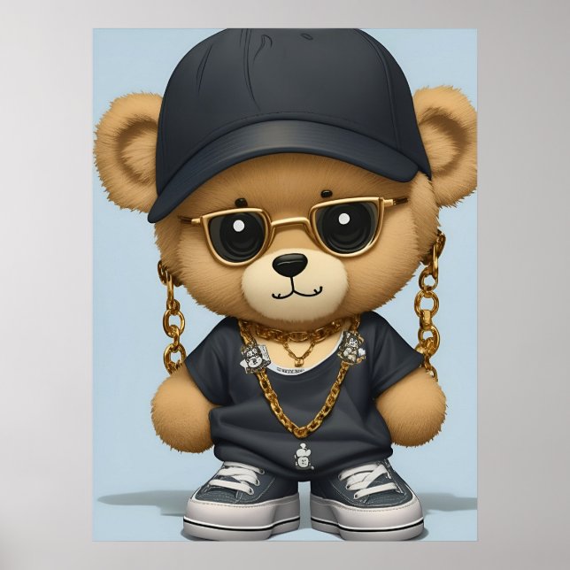 Affiche Adorable Ours en Teddy en style Hip hop AI Art (Devant)
