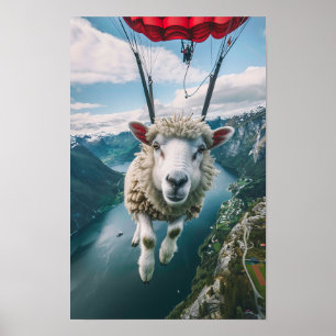 Affiche Adorable Parachutage des moutons : Go-Pro Pictu ré