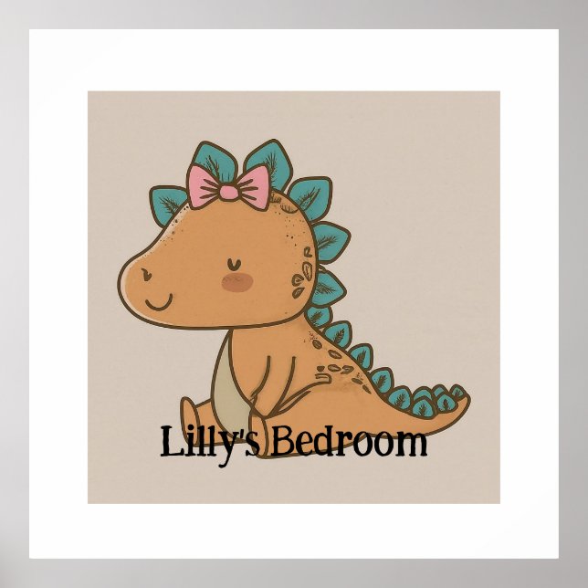 Affiche Adorable Petite fille Dinosaur - Design Dino migno (Devant)