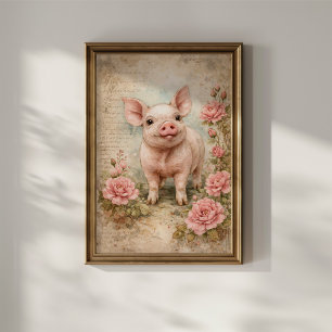 Affiche Adorable Porcelet Vintage