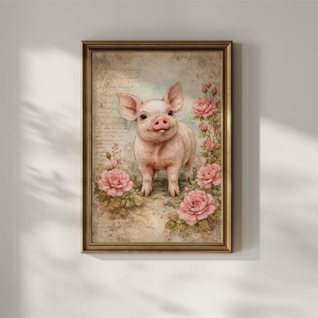 Affiche Adorable Porcelet Vintage (Créateur téléchargé)