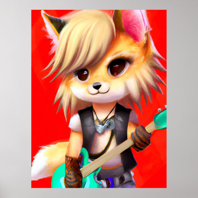 Affiche Adorable Punk Rock Fox (Devant)