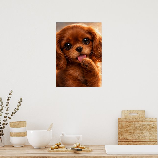 Affiche Adorable Ruby Cavalier Spaniel (Cuisine)