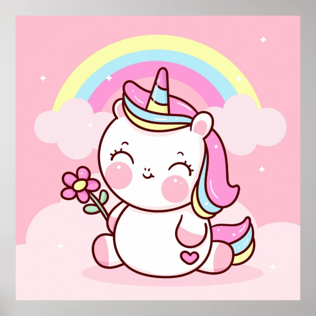 Affiche adorable Unicorn (Devant)
