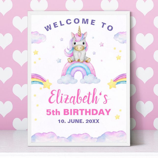 Affiche Adorable Unicorn Birthday Girl (Créateur téléchargé)