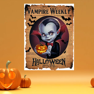 Affiche Adorable Vampire style Vintage Halloween journal