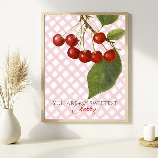 AFFICHE ADORABLE VINTAGE CERISE PERSONNALISABLE