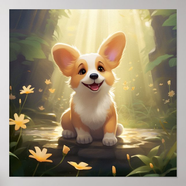 Affiche Adorable Welsh Corgi téléchargeable (Devant)