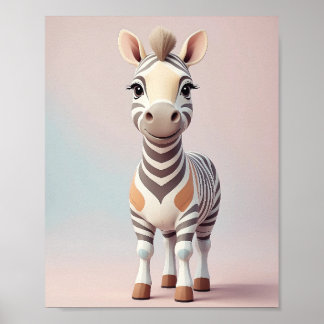 Affiche Adorable Zebra - Safari Animal Nursery Wall Art