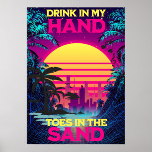 Affiche Adorables Synthwave/Vaporwave Retro 80s Tropical