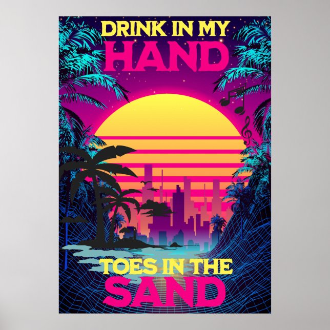 Affiche Adorables Synthwave/Vaporwave Retro 80s Tropical (Devant)