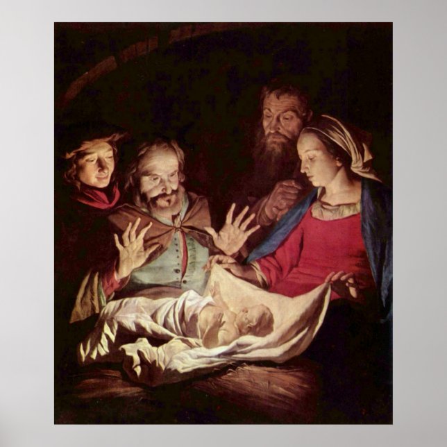 Affiche Adoration des bergers par Gerard van Honthorst (Devant)