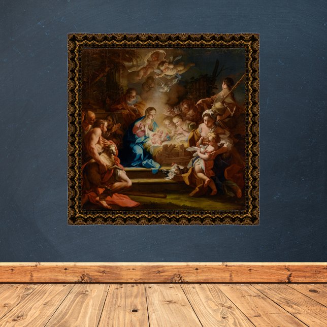 Affiche Adoration des bergers Sebastiano Conca Noël (The Adoration of the Shepherds by Sebastiano Conca Vintage Religious Christian Christmas Poster)