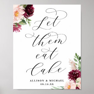 Affiche Adore Floral Laisser Manger Cake Mariage Signer