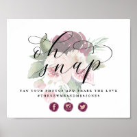 Adore Floral Oh Snap Photo Mariage social Sign