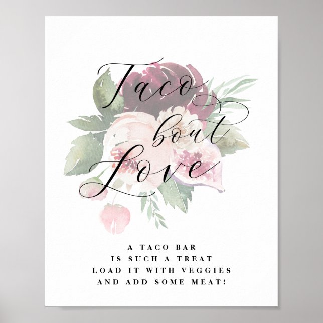 Affiche Adore Floral Taco Bout Love Mariage Sign (Devant)