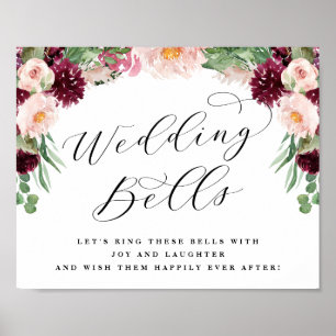 Affiche Adore Floral Wedding Bells Send Off Wedding Sign
