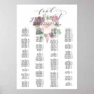 Affiche Adore le Mariage alphabétique floral