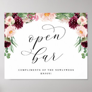 Affiche Adore Open Bar Calligraphie Mariage