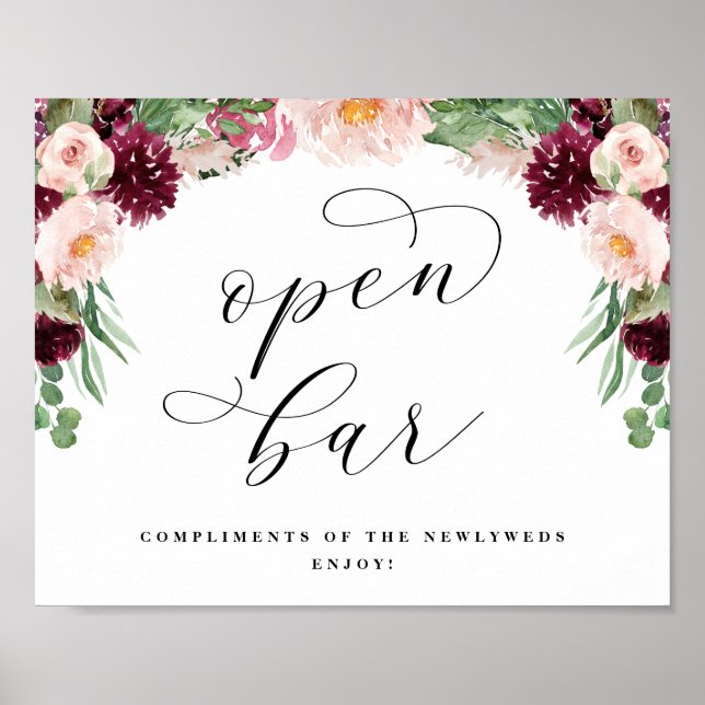 Affiche Adore Open Bar Calligraphie Mariage (Devant)