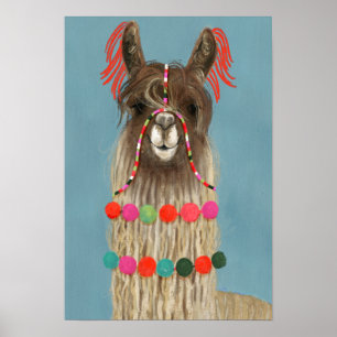 Affiche Adorned Llama - Brown